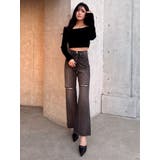 ハイウエストKNEEダメージbijouワイドデニムパンツ | GYDA | 詳細画像9