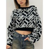ブラック | Symmetry GYDAチェーンロゴラメニットトップス | GYDA