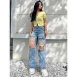ハイウエストThighs cutデザインダメージワイドデニムパンツ | GYDA | 詳細画像9 