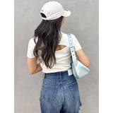 BACK OPENハーフスリーブPOLOニットトップス | GYDA | 詳細画像11