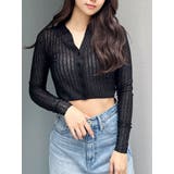 ブラック | シアーニットポロトップス | GYDA