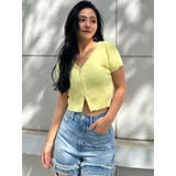 ハーフスリーブブリーチWファスナーリブニットトップス | GYDA | 詳細画像2 