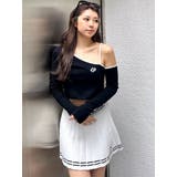 ブラック | GD BICOLORワンショルダーデザインショートトップス | GYDA