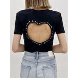 ブラック | BACK OPEN bijou heartトップス | GYDA