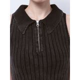 ハーフZIPノースリブリーチポロニットトップス | GYDA | 詳細画像24 