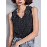 ブラック | GYDAjacquardブリーチニットトップス | GYDA