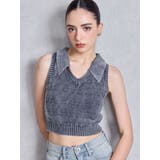 ネイビー | GYDAjacquardブリーチニットトップス | GYDA