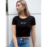 ブラック | GDカットアウトハーフスリーブテレコトップス | GYDA