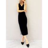 ブラック | 【TINY】フロントZIP LONGテレコワンピース | GYDA