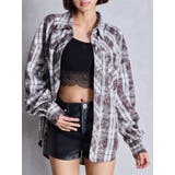 ブラウン | processing checkered print looseシャツ | GYDA