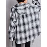 ブラック | GG drawstringフードチェックシャツ | GYDA