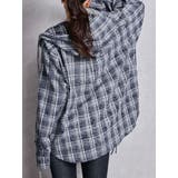 ネイビー | GG drawstringフードチェックシャツ | GYDA