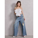 ビジューストーンストラップ2WAYリボンブラウス | GYDA | 詳細画像4 