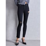 ブラック | ミドルウエストSIDE RIPPEDカラースキニーパンツ | GYDA