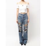 ハイウエスト tear up damageストレートワイドデニムパンツ | GYDA | 詳細画像34