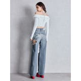 ハイウエスト tear up damageストレートワイドデニムパンツ | GYDA | 詳細画像4