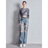 ハイウエスト tear up damageストレートワイドデニムパンツ | GYDA | 詳細画像7