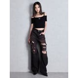 ハイウエスト tear up damageストレートワイドデニムパンツ | GYDA | 詳細画像9