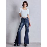 ハイウエスト strap cargo designフレアデニムパンツ | GYDA | 詳細画像2