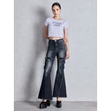 ハイウエスト strap cargo designフレアデニムパンツ | GYDA | 詳細画像21