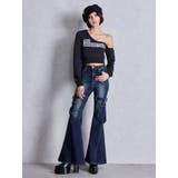 ハイウエスト strap cargo designフレアデニムパンツ | GYDA | 詳細画像25