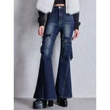 ハイウエスト strap cargo designフレアデニムパンツ | GYDA | 詳細画像32