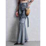 ハイウエスト strap cargo designフレアデニムパンツ | GYDA | 詳細画像34