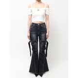 ハイウエスト strap cargo designフレアデニムパンツ | GYDA | 詳細画像46