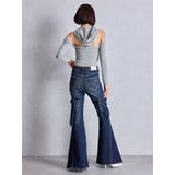 ハイウエスト strap cargo designフレアデニムパンツ | GYDA | 詳細画像5