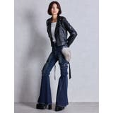 ハイウエスト strap cargo designフレアデニムパンツ | GYDA | 詳細画像7