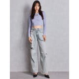 ハイウエストGG Stitch Barrel Leg ダメージデニムパンツ | GYDA | 詳細画像14