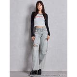 ハイウエストGG Stitch Barrel Leg ダメージデニムパンツ | GYDA | 詳細画像16