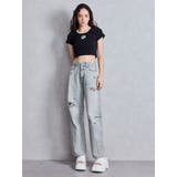 ハイウエストGG Stitch Barrel Leg ダメージデニムパンツ | GYDA | 詳細画像19