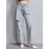 ハイウエストGG Stitch Barrel Leg ダメージデニムパンツ | GYDA | 詳細画像28