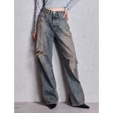 ハイウエストGG Stitch Barrel Leg ダメージデニムパンツ | GYDA | 詳細画像33