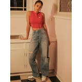 ハイウエストGG Stitch Barrel Leg ダメージデニムパンツ | GYDA | 詳細画像37