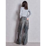 ハイウエストGG Stitch Barrel Leg ダメージデニムパンツ | GYDA | 詳細画像5