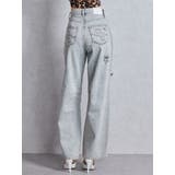 アイスブルー | ハイウエストGG Stitch Barrel Leg ダメージデニムパンツ | GYDA