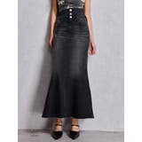 ブラック | ハイウエストBACKクロスマーメイドデニムスカート | GYDA