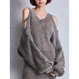 チャコールグレー | レースアップシャギーニットトップス | GYDA