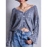 ネイビー | 2WAYメッシュブリーチニットトップス | GYDA