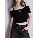 ブラック | SymmetryGYDA オフショルストラップハーフスリーブニットトップス | GYDA