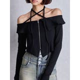 ブラック | フロントZIPクロスチョーカーショートトップス | GYDA