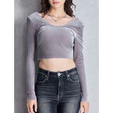 グレー | VELOUR RIB BACK CROSS TOPS | GYDA