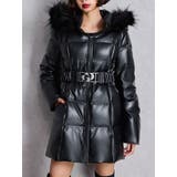 GDベルト付きフェイクレザーロングダウンコート | GYDA | 詳細画像1 