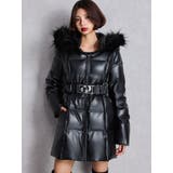 GDベルト付きフェイクレザーロングダウンコート | GYDA | 詳細画像2 