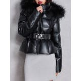 ブラック | GDベルト付きフェイクレザーショートダウンコート | GYDA