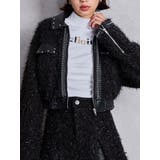 ブラック | ラメツイードチェーンジャケット | GYDA