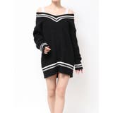 ブラック | cable LOOSEニットレイヤードチュニックワンピース | GYDA