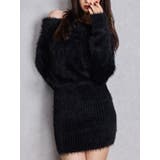 ブラック | オフショルデザインシャギーニットワンピース | GYDA